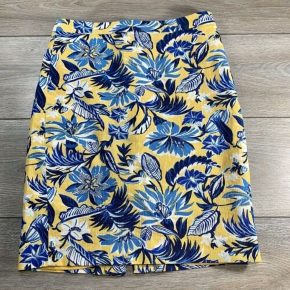 J.CREW Printed Basketweave Floral Colorful Women’s Pencil Skirt Size 2